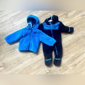 Blue Fleece warm winter jacket coat and snowsuit - Size 9-12 months